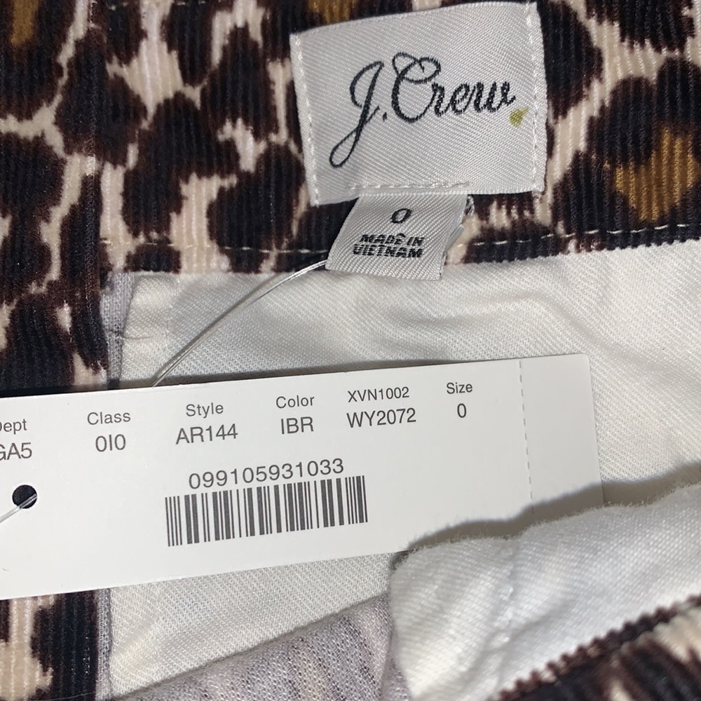 NWT J. Crew Corduroy Animal Print Mini Skirt w/Buckle Size 0 Black/Brown - Picture 12 of 15